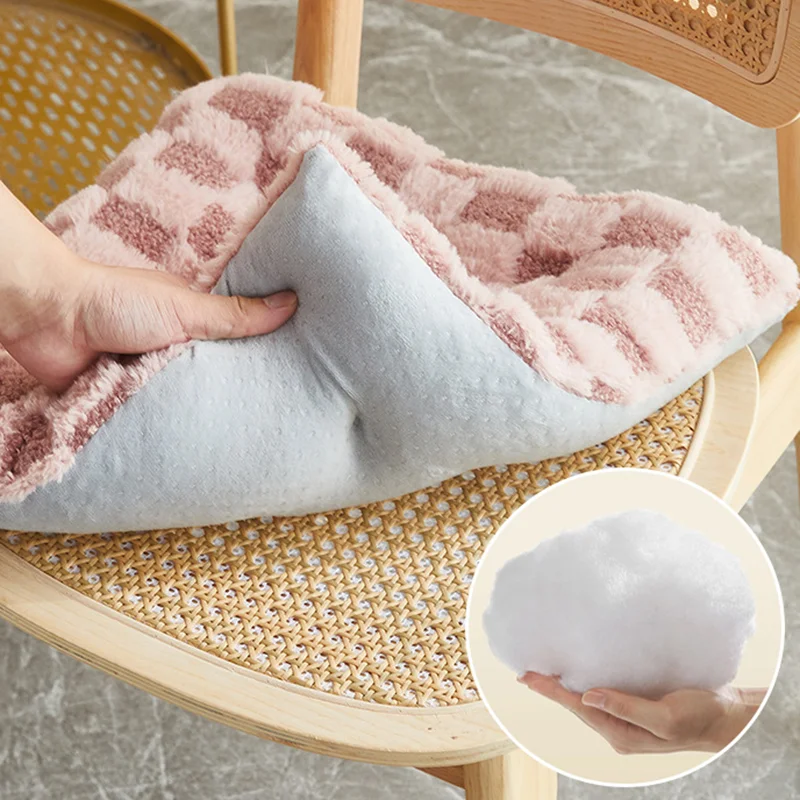 Faux Rabbit Hair Plaid 40X40Cm Cushion Super Soft Detachable Non-Slip Hip Pad with Strap Non Collapse Square Sedentary Artifact