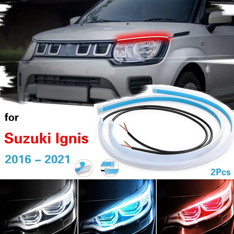 For Suzuki Ignis 2016-2021 DRL Car Daytime Running Light Flexible Waterproof Strip Auto Headlights Turn Signal Brake Lights 12V