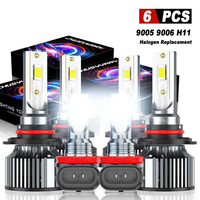6x Canbus 9005 9006 H11 LED Headlight High/Low+Fog Lamp Bulbs Kit 12V 6500K 100000LM IP68 Waterproof 1:1 Same Size Plug and play