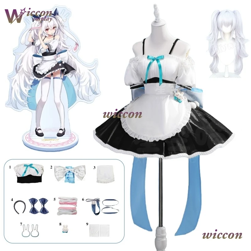 

Game Azur Lane USS Laffey Cosplay Costume Maid Dress Lolita Dress Laffey Cosplay Wig Women Girls Halloween Party Roleplay