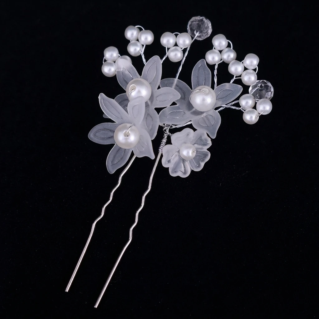 Fotografia 4: Grampos de Cabelo Simples para Casamento, Feitos à Mão, com Pérolas e Strass, Decoração Floral, Acessórios de Cabelo em Liga Metálica em Formato de U para Mulheres e Meninas