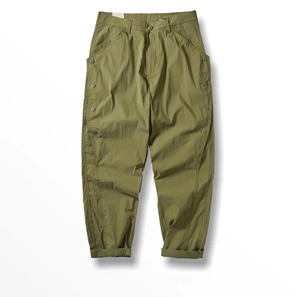 

Mountain Speed Dry Pants Men's Thin Elastic Spring And Summer Loose Pants Ins Trend Breasted Casual Taper Pants