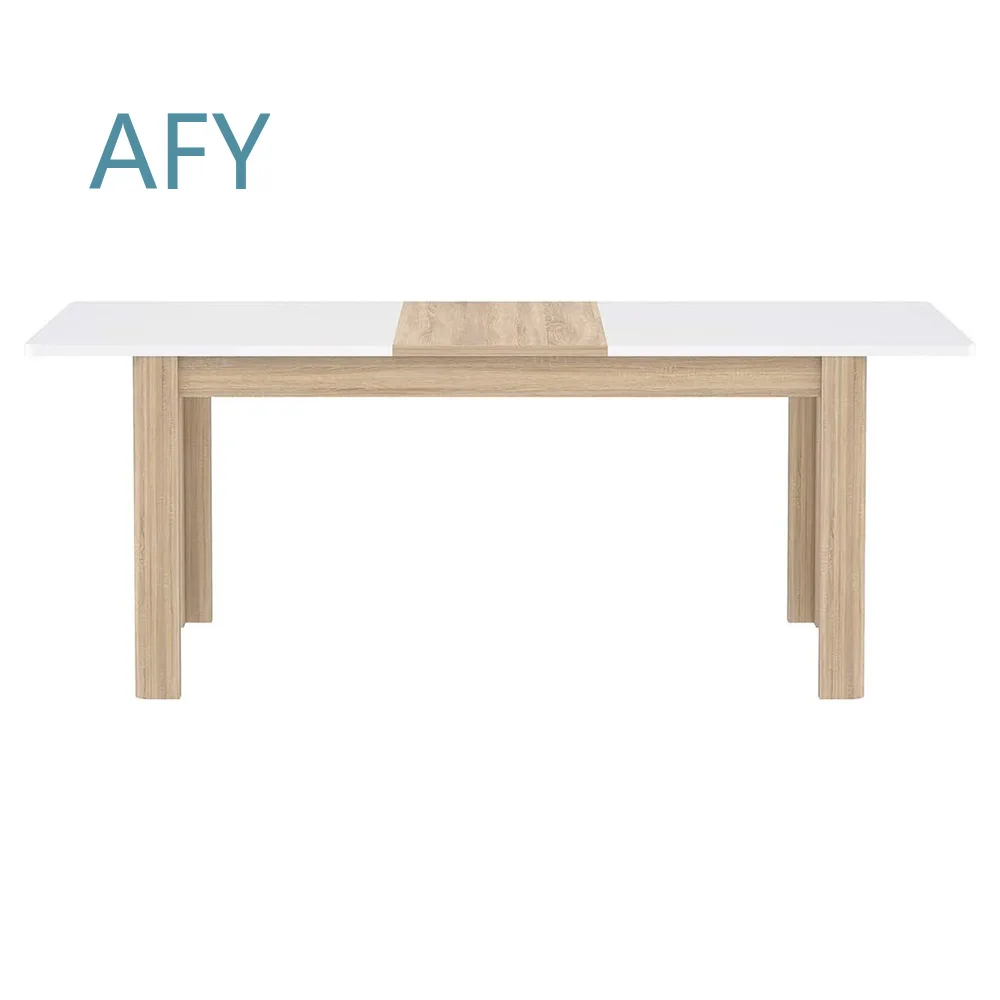 Custom Modern Minimalist Retractable Dining Table for Home Office Space 160cm White Tabletop with Log Foot Design for Small