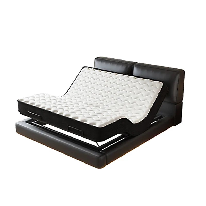 

Intelligent suspension bed modern simple master bedroom big bed, black cow tofu cubes small household