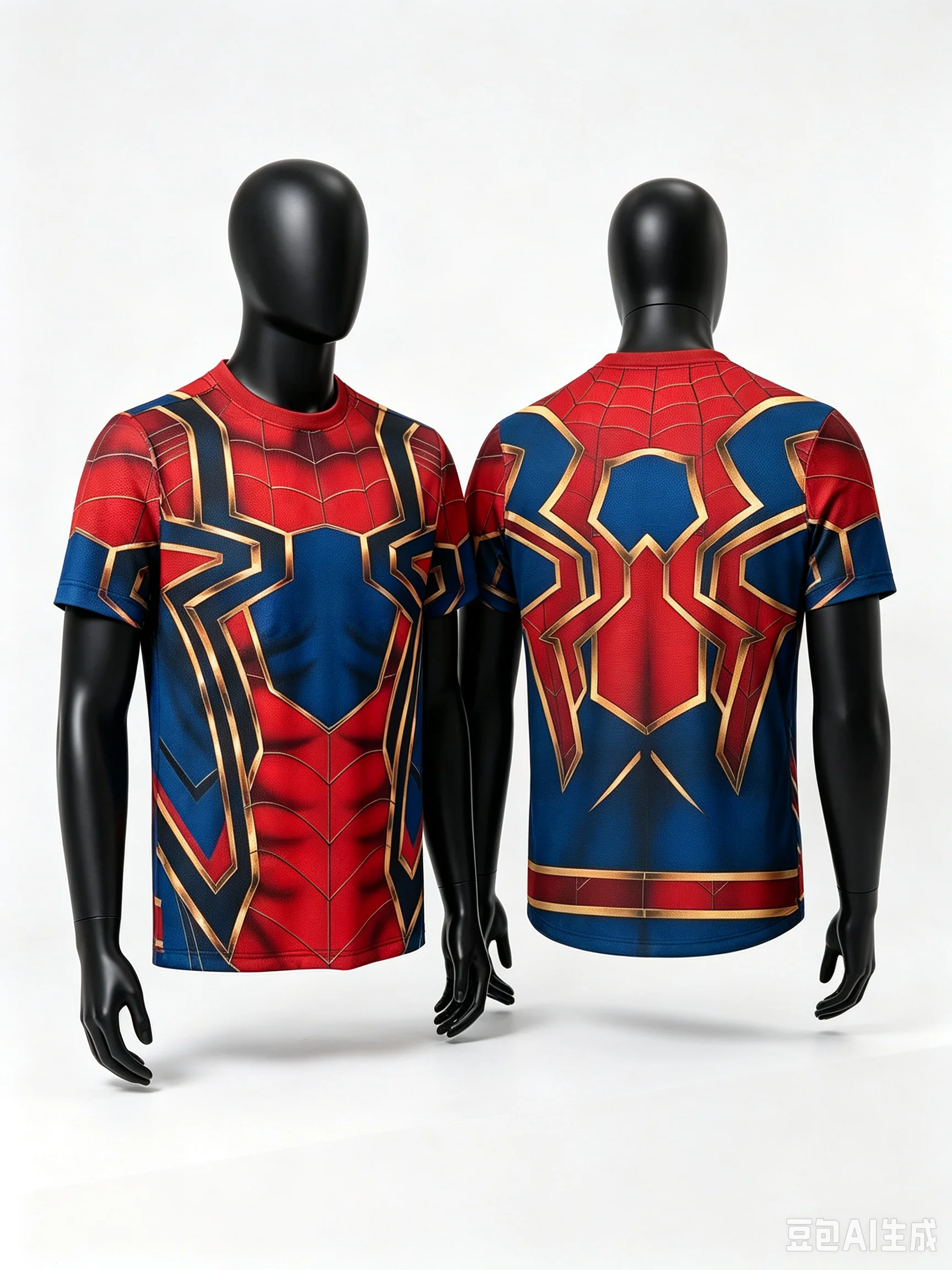 3D Printing Gold - Parent‑child Spider Hero Graphic Jersey,Red‑Blue‑Gold 3D