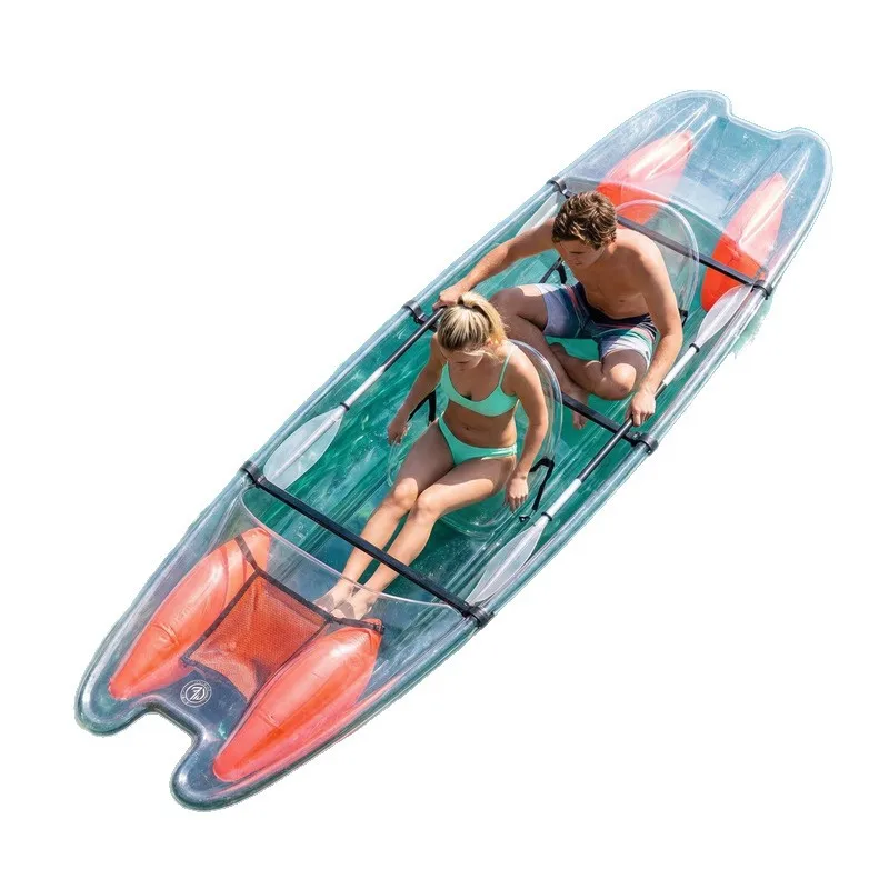 

Internet celebrity transparent boat photography landscape boat hand rowing single double crystal glass boat PC kayak