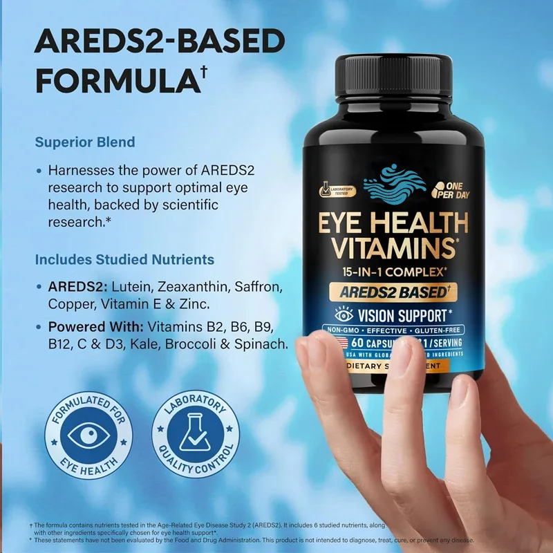 Eye Vitamins - Lutein And Zeaxanthin - Eye And Support - Saffron, Zinc, Copper, And Super Green 60 Capsules