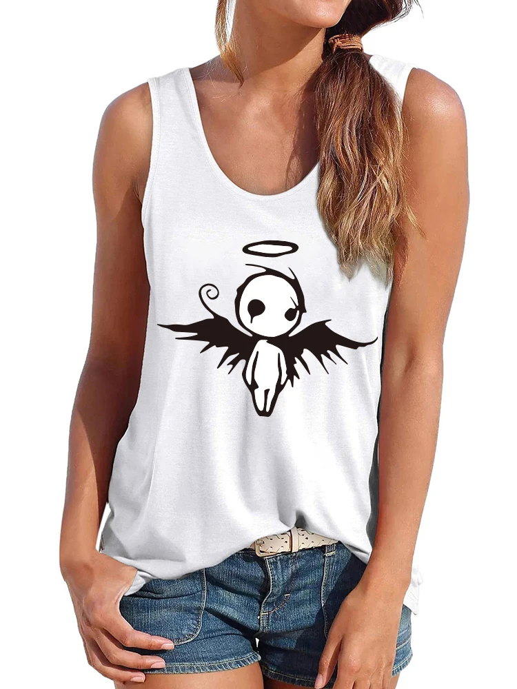 Seeyoushy Fuuny Angel Printing Tank Top Women Sleeveless Summer 2023 New Harajuku Vest Graphic 90s Y2K Girls T Shirt Ropa Mujer