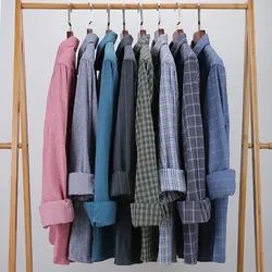 Men's Plaid Flannel Shirts Long Sleeve Casual Fashion 100 Cotton Men's Shirts Long Sleeve Flannel Regular Fit Soft 7XL 6XL