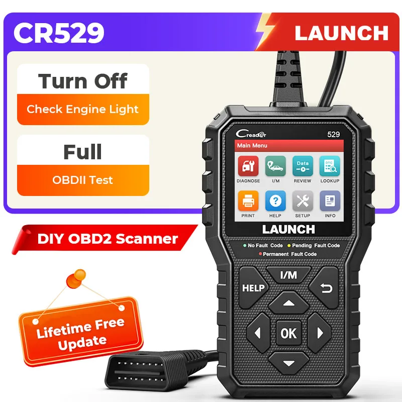 LAUNCH Creader 529 OBD2 Scanner Automotive Diagnostic Tool OBDII Code Reader Fault Code Read OBD Scan DIY Code Reader CR529