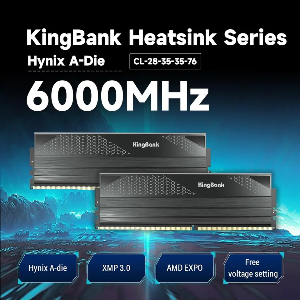 KingBank KFXB DDR5 RAM 2x16GB 6000MHz CL28-35-35-76 1.45V AMD EXPO KingBank KFXB DDR5 RAM 2x16GB 6000MHz CL28-35-35-76 1.45V AMD EXPO