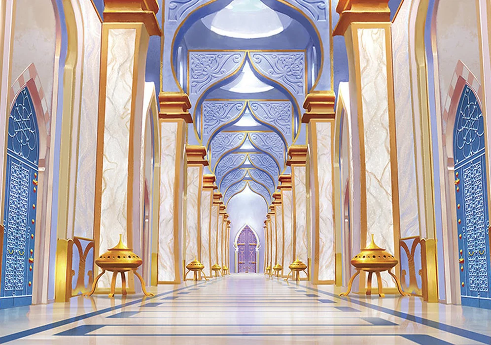 

arabian royal blue Palace Arabe Column Gallery backdrops computer print party supplies Photography Studio Backgrounds