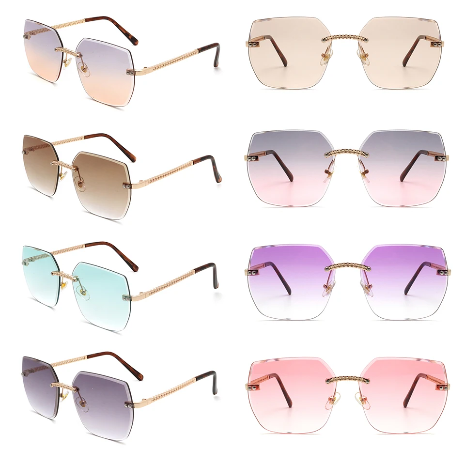 NONOR Luxury Vintage Sunglasses Women Oversized Rimless Sunglasses Frameless Designer Sun Glasses UV400