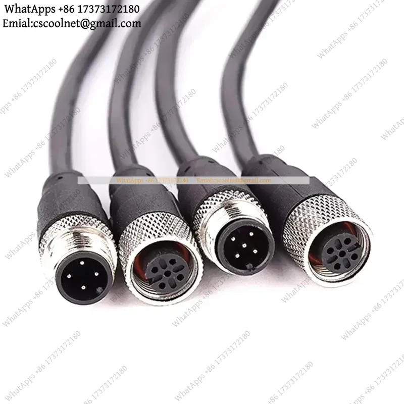 JS01 M12 4/5/8/12 Pin Male Female Connector Waterproof Straight Elbow Aviation Plug PVC Sensor Extension Cable 10M
