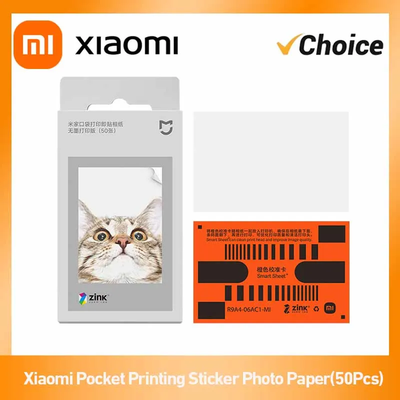 

Xiaomi Pocket Photo Sticker Paper 50 Sheets, 3 Inch Adhesive ZINK Paper for Mijia Pocket Photo Printer 1S, Ink-Free Printing