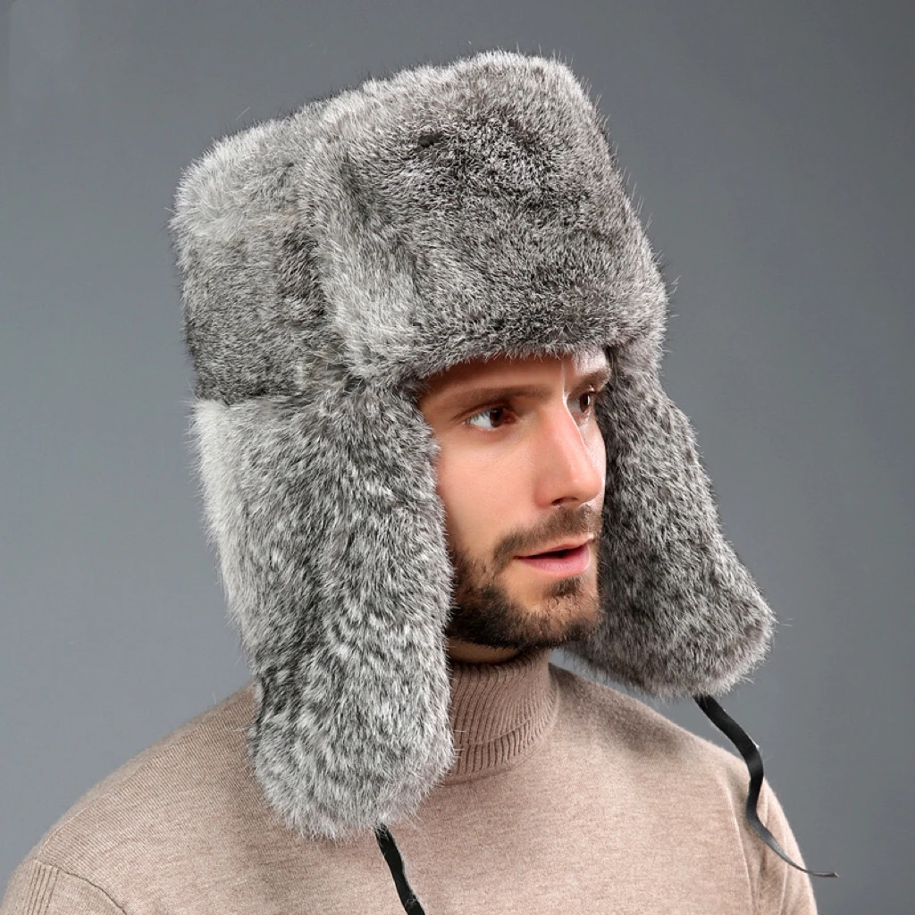 New winter imitation rabbit fur dad hat for men Northeast fur warm outdoor thickened ear protection headgear