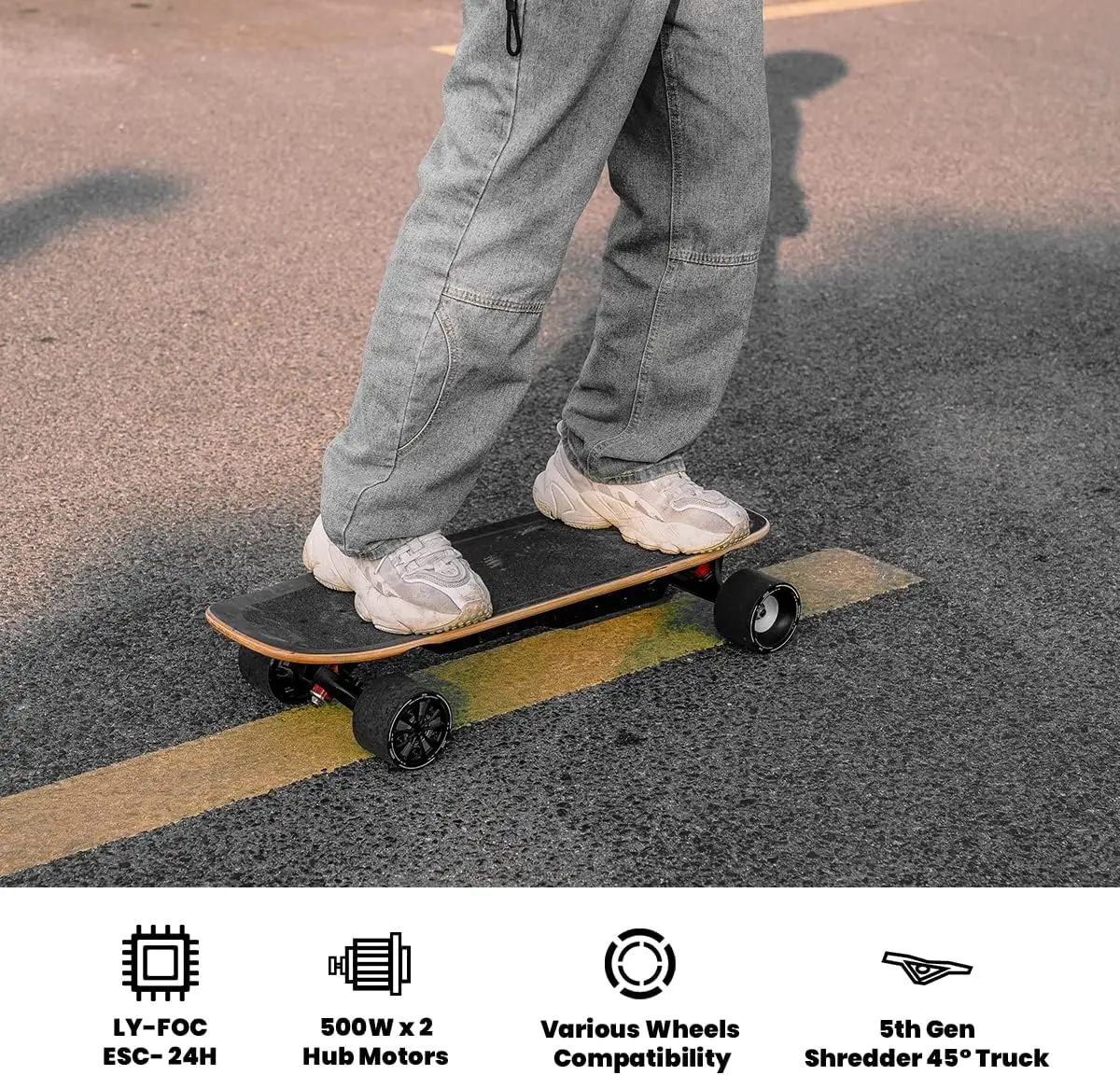 Skateboard with Remote, Up to 29 MPH Top Speed, 11 Miles Range