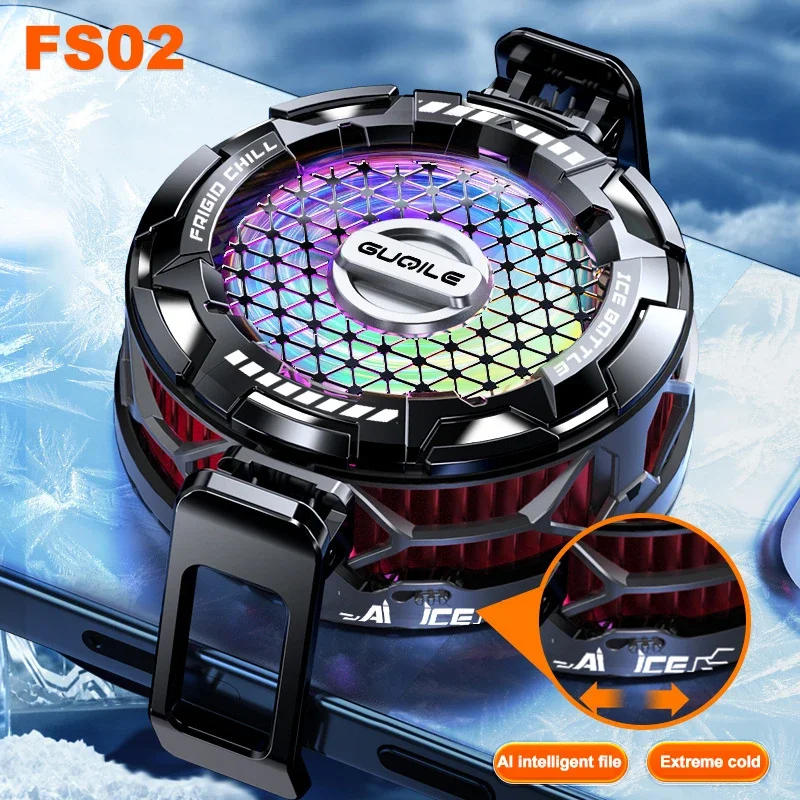 

NEW FS02 Mobile Phone Semiconductor Magnetic/Back Clip 2 IN 1 Cooling Fan Radiator 15W/23W/AI Game Cooler for IOS Android Tablet