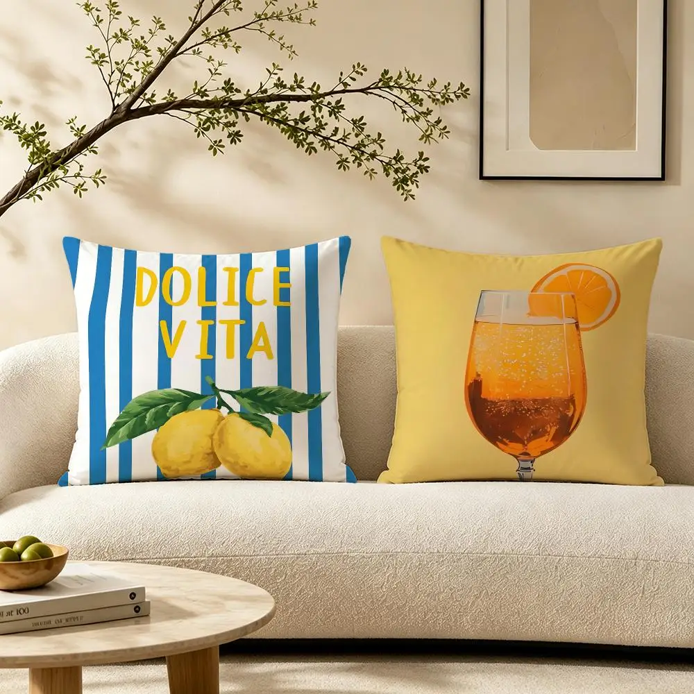 Limoncello Cocktail Cushion Cover Pillow Short Plush Warm CreamStylel Cushion for Living Room Bedroom Sofa Ideal for Gifting