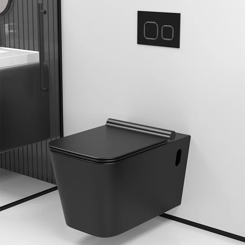 

Matte Black Wall-Mounted Toilet Modern Sanitary Ware with Concealed Tank Square One-Piece Ceramic PP S-Trap Design for Bathroom