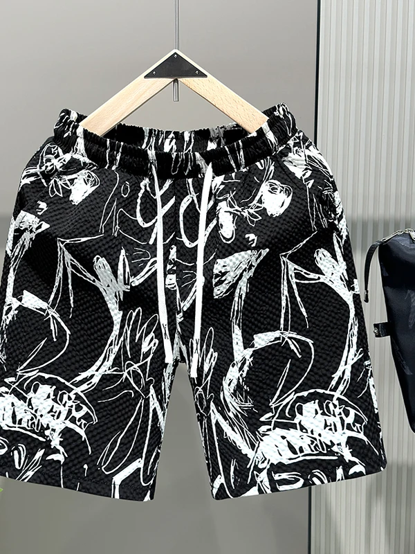 

Летние мужские шорты из ледяного шелка, быстросохнущие, тонкие, для пляжа, повседневные, прямого кроя, из полиэфирного волокна, молодежные, модные