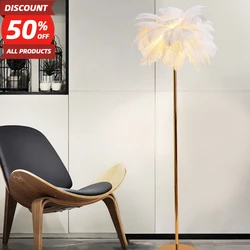 Nordic Feather Floor Lamp Light Luxury Internet Celebrity Ostrich Ins Live Broadcast Room Decoration Atmosphere Table Roomdecor