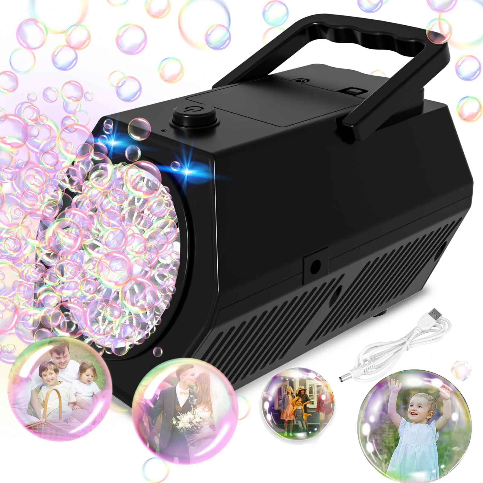 Upgrade Bubble Machine Automatic Bubble Blower with 2 Speed Levels