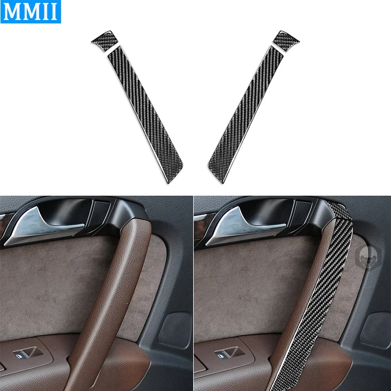 For Audi Q7 2007-2015 Real Carbon Fiber Back Door Push Pull Trim Cover Car Styling Passenger Decoration Accessories Sticker