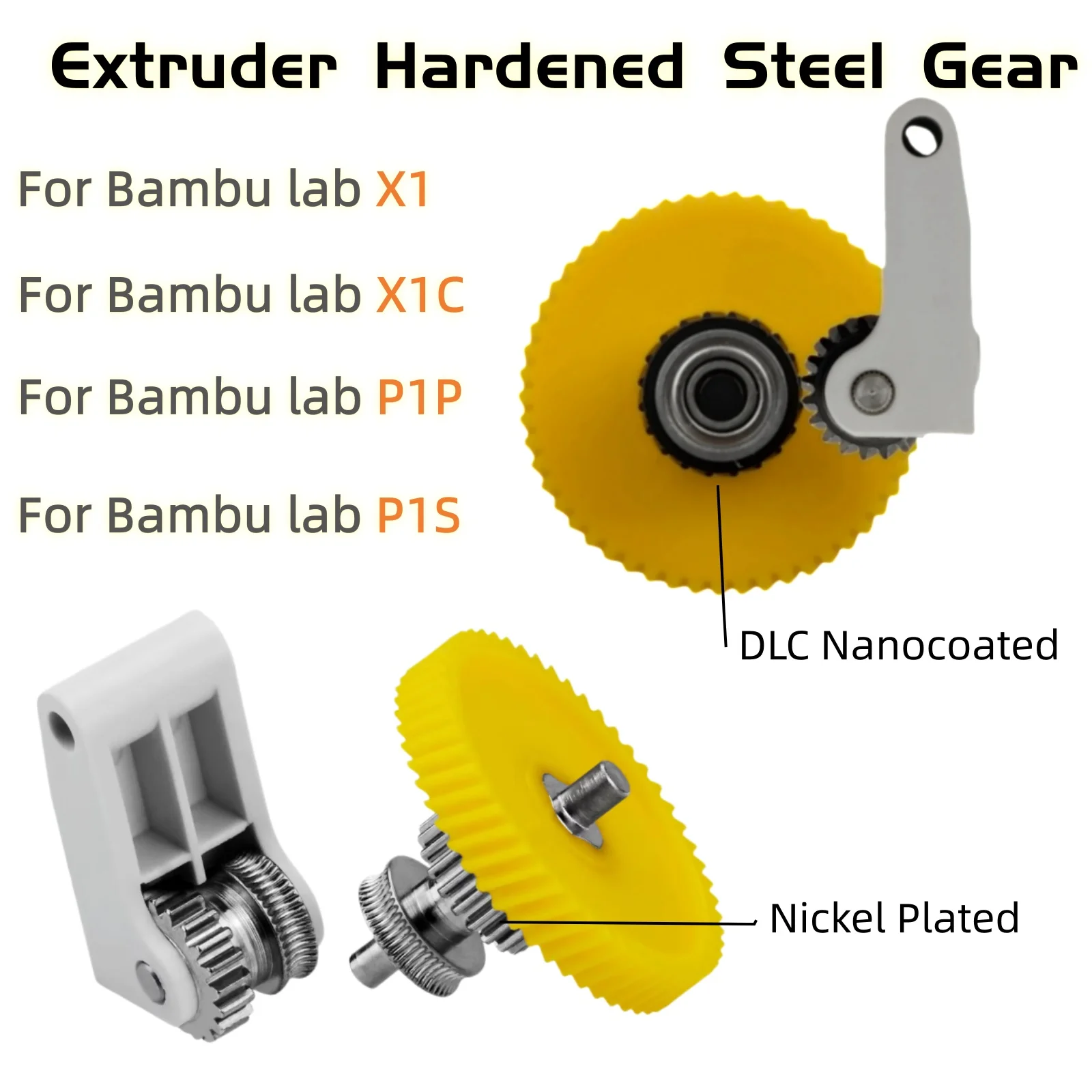 

For Bambu Lab P1S/P1P/X1C – High-Performance Hardened Steel Extruder Gear Assembly, Wear-Resistant Upgraded Parts