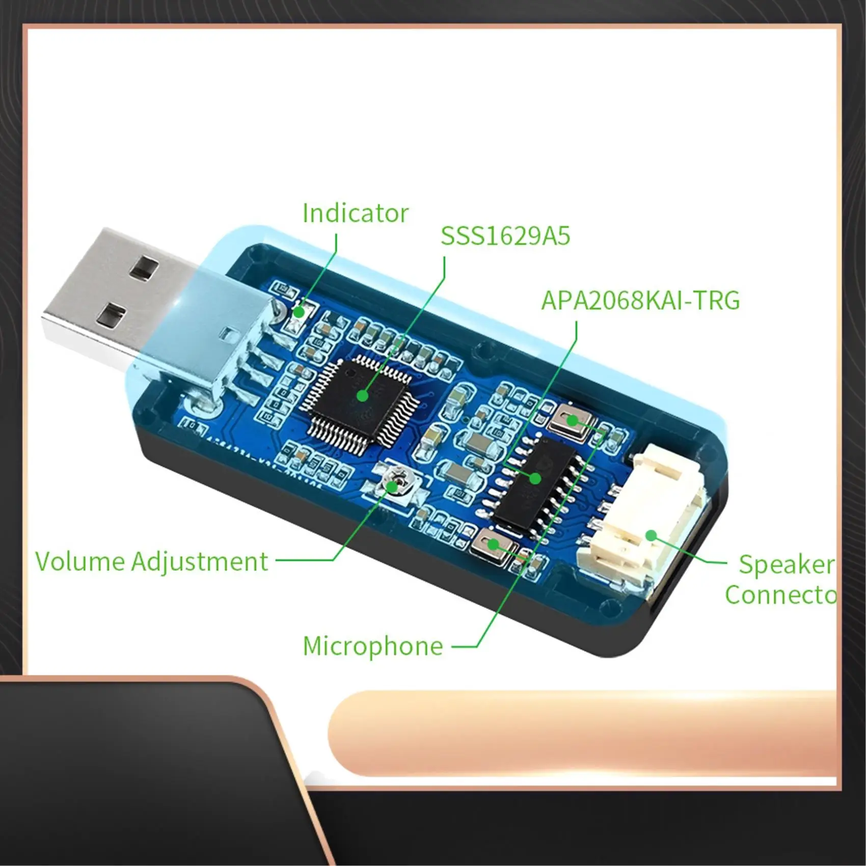 N34R-Waveshare USB Sound Card, USB Audio Module, Driver-Free, External Audio Converter For Raspberry Pi / Jetson Nano