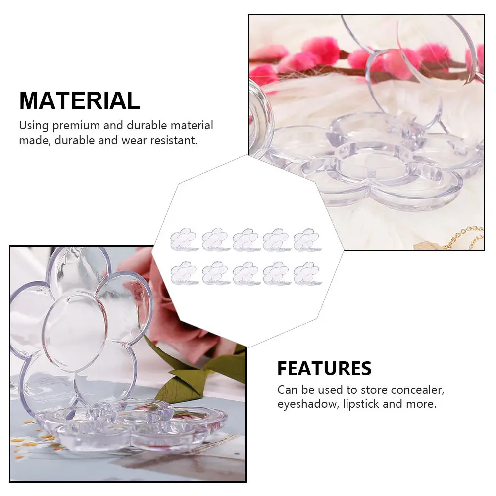 

10pcs Empty Makeup Palette 6-Grid Flower Shape Transparent Container For Travel Lipstick Eyeshadow Blusher Refillable Storage