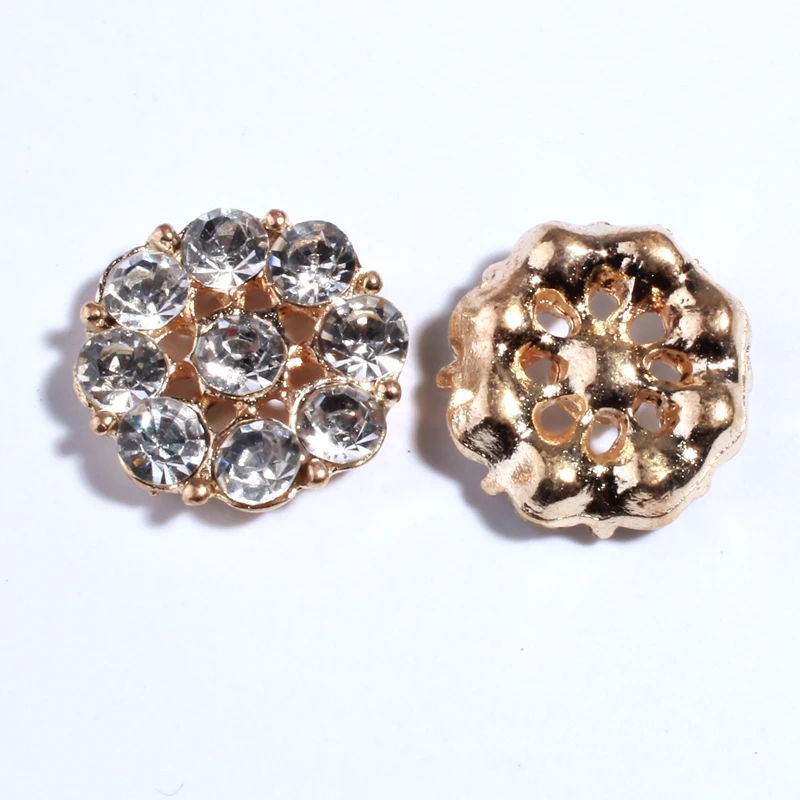 10PCS 19MM New Gold Crystal Buttons For Home Decoration Rhinestone Buttons For Wedding Invitation