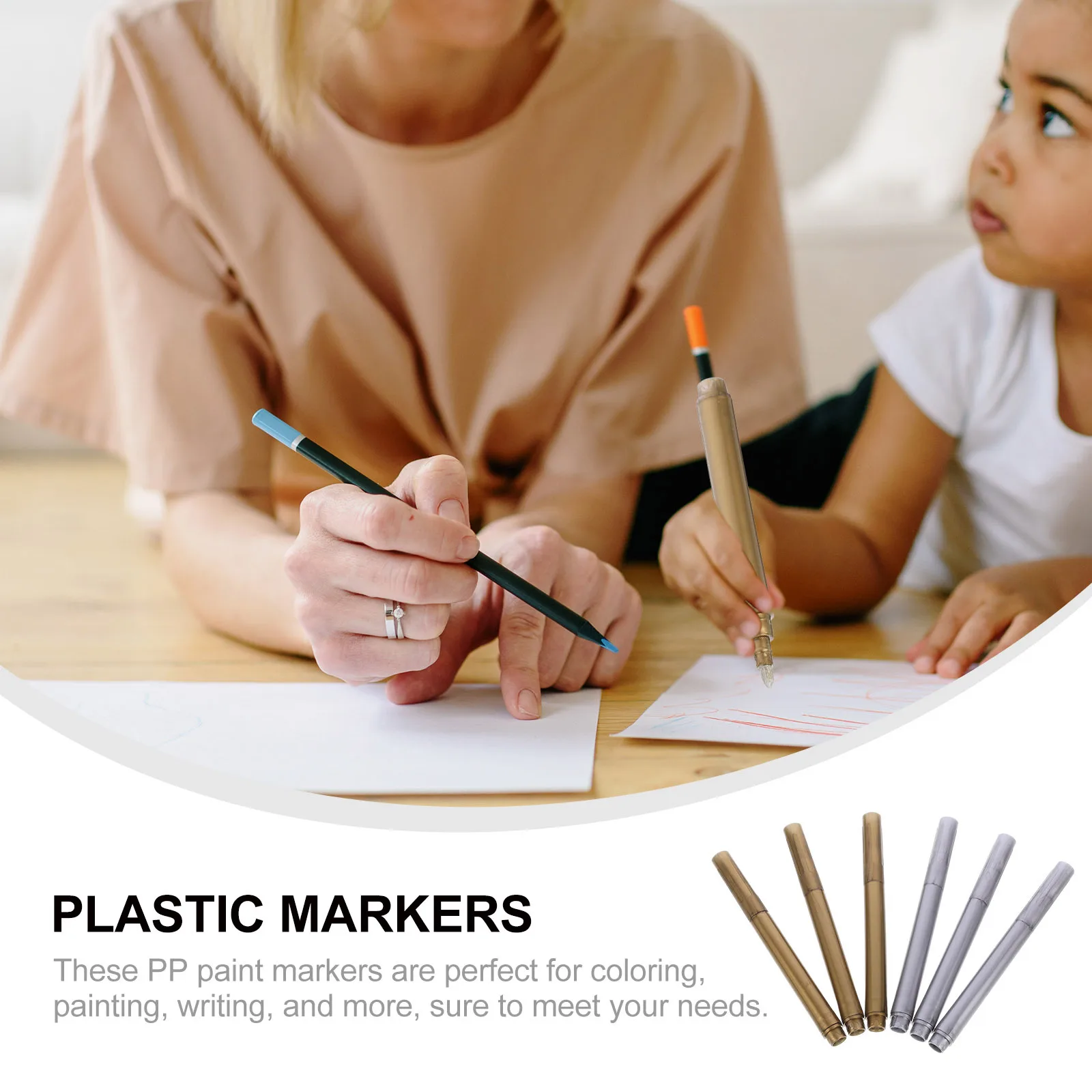 

6Pcs Plastic Paint Pens for Scrapbooking Wine Glasses Stones Wood Slices Gift Cards Handmade Craft Coloring Kit Markers