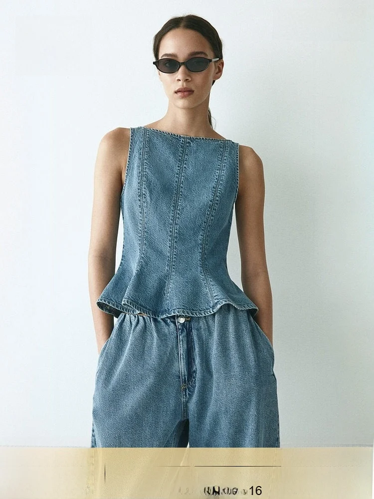 

H&M Women's Shirt Summer New Style Skirt Style Hem Fashion Sweet Princess Style Top Casual Fit Zipper Pure Cotton Cotton 100%