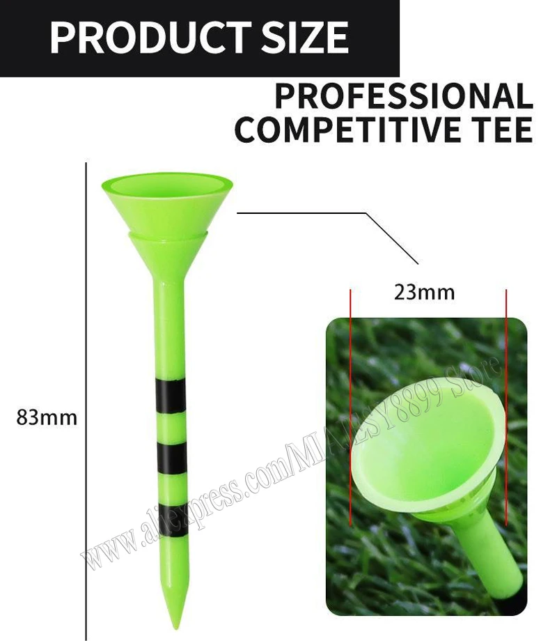 Golf Plastic Tee 83mm Striped Tee Cup Tee, Multi-color Mixed Golf Course Accessories, Golf Equipment Wholesale