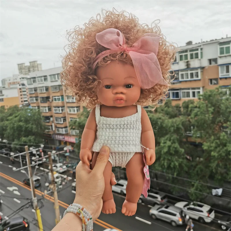 35 cm Neonato Reborn Bambola Africana Simulazione Del Bambino Morbido Vinile Bambini Giocattoli Realistici Di Natale Di Compleanno Giocattoli Bambole per Neonati