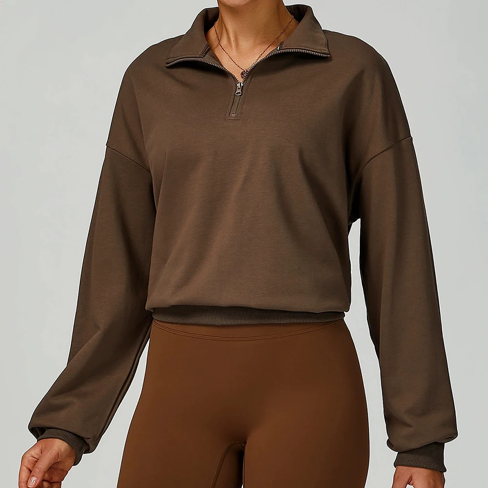 

Women Shirts Autumn Sports Hoodies Yoga Top Women Fitness Stand-up Collar Long-sleeved Sweatshirts Top Casual Half Zip Up Hoodie