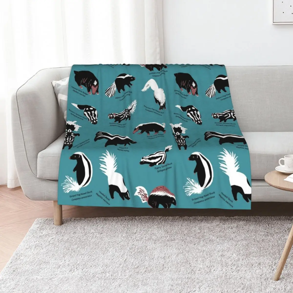 

Skunks of the World: Species of Family Mephitidae Throw Blanket Bed linens Luxury St Summer Beddings Soft Plush Plaid Blankets