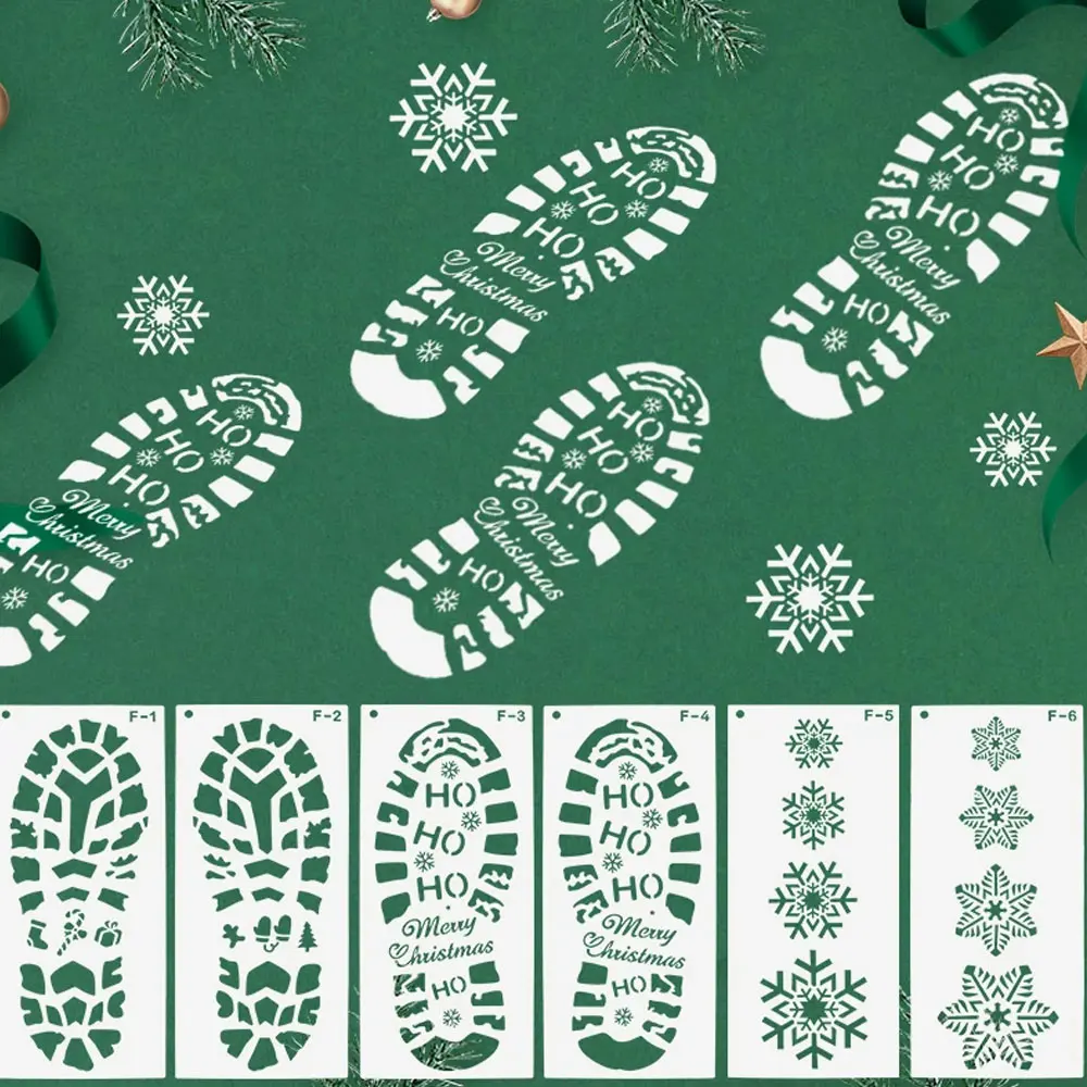 6 قطعة عيد الميلاد البصمة ندفة الثلج الاستنسل سانتا كلوز بصمة اللوحة قالب سجل القصاصات التلوين النقش ألبوم عيد الميلاد ديكور #1