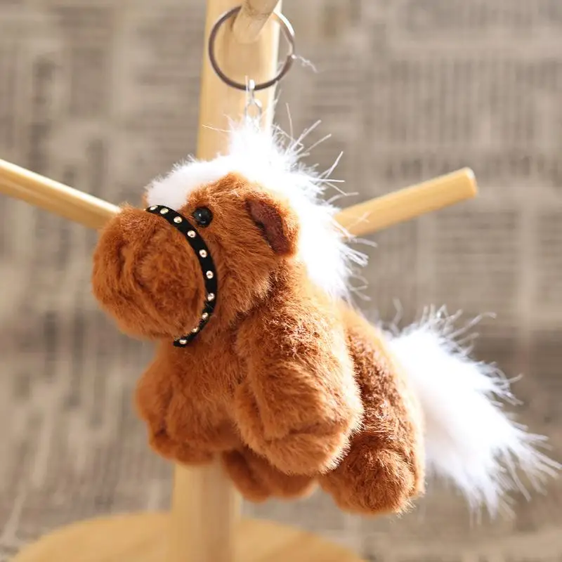 Porte-clés cheval de dessin animé 15cm, poupée en peluche douce, chien en peluche, sac à dos, pendentif, cadeau pour fille et femme