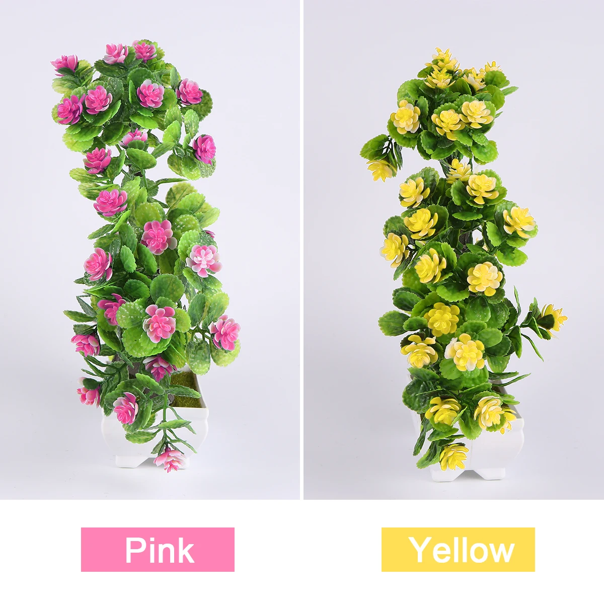 

2 Pcs Plastic Flower Bonsai Decor Plants Ornaments Home Decorations Artificial Desktop Flowers Indoor