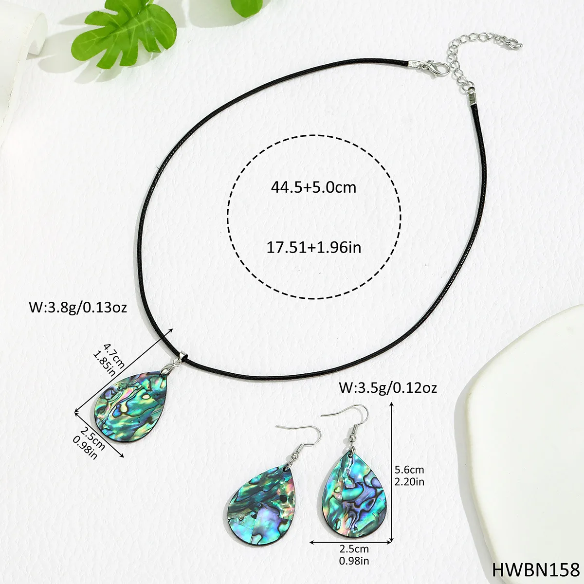 Single-Sided Abalone Shell Stickers Flat Necklace & Earrings Jewelry Set Island Style Accessories DIY Craft Supplies