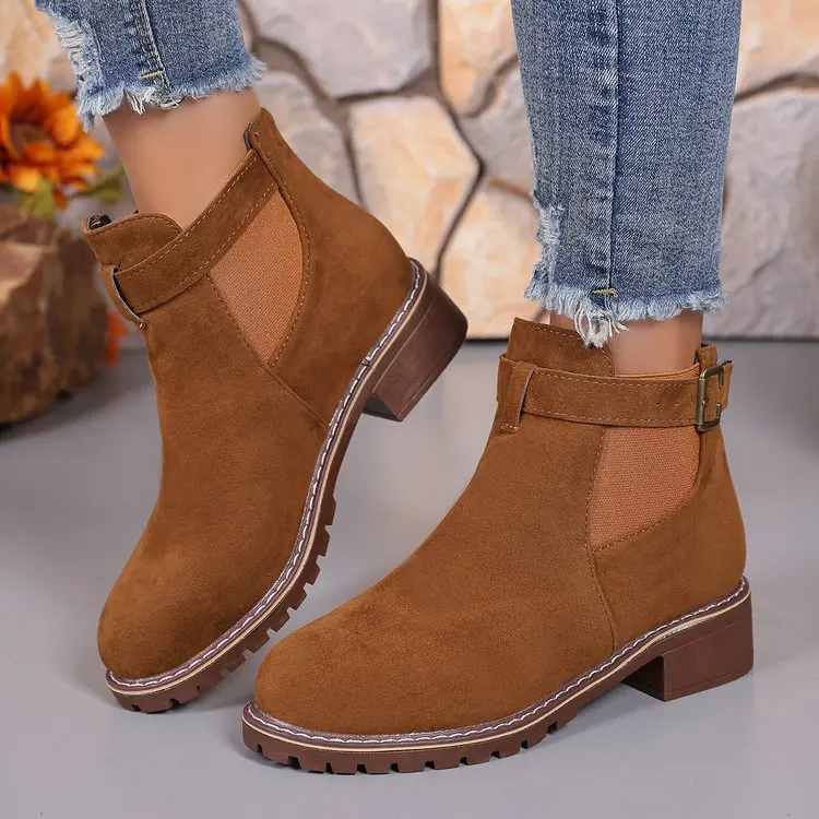 Zapatos De Mujer, botines De tacón bajo a la moda, Botas De nieve cómodas De talla grande para Mujer, Botas De plataforma para Mujer, Botas De Mujer 2025