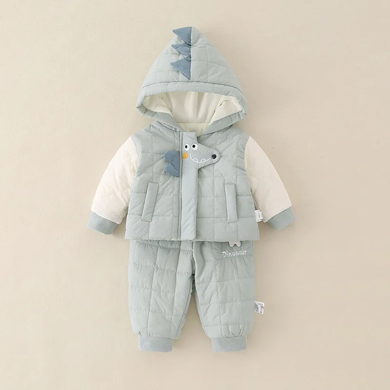 

Newborn Baby Set Autumn Winter Thin Cotton Padded Jacket Trousers Suit Cute Cartoon Comfortable Children Clothing 1-3 Years Old