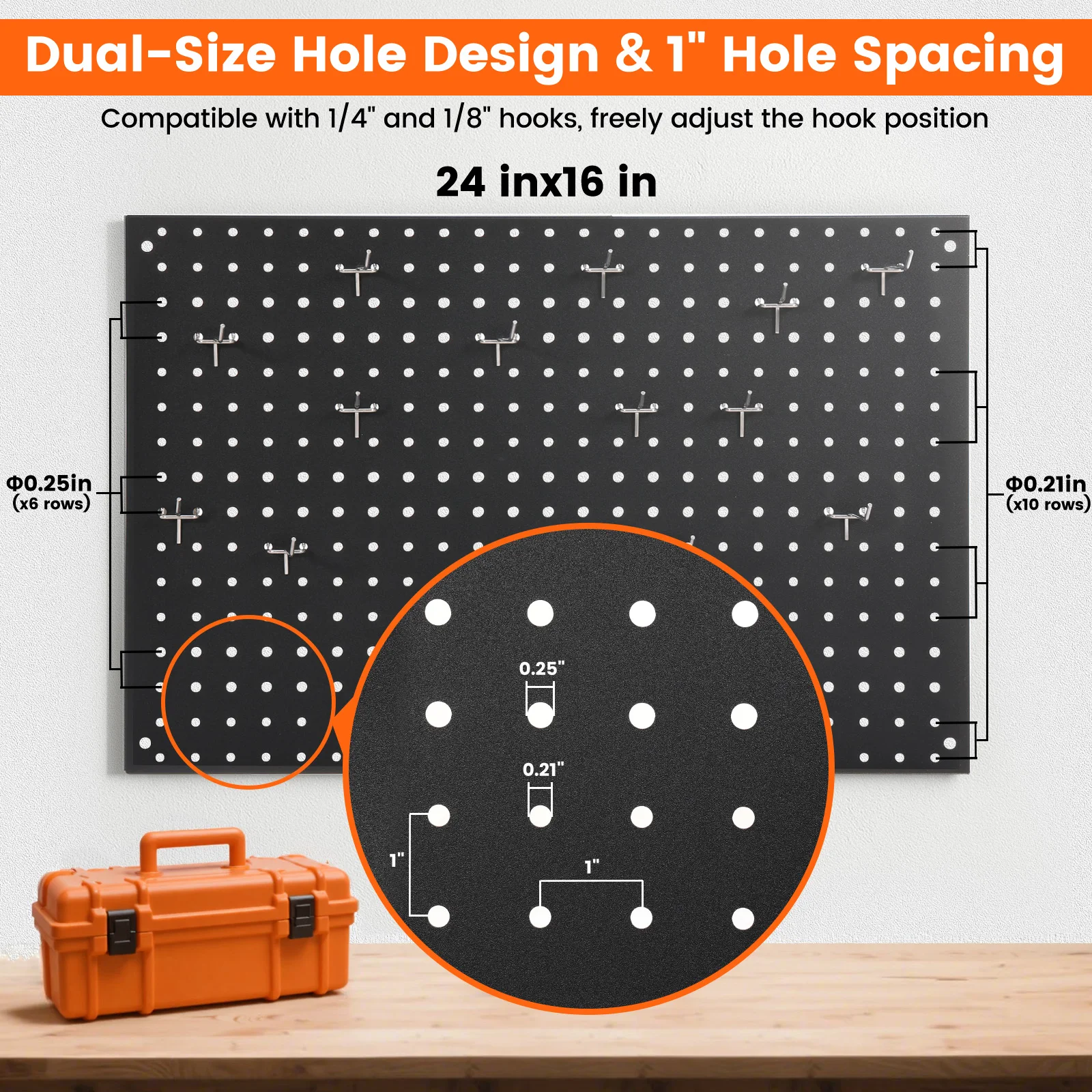ENJOYWOOD 3pcs 24 "× 16" Metal Pegboard Preto Modular Kit Organizador de Parede Peg Board Painéis com 30 Ganchos Armazenamento de Ferramentas Domésticas