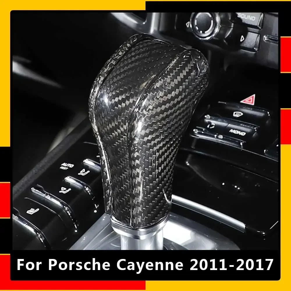 

For Porsche Cayenne 2011-2017 Real Carbon Fiber Car Center Console Gear Shift Knob Cover Trim Interior Styling Car Accessories