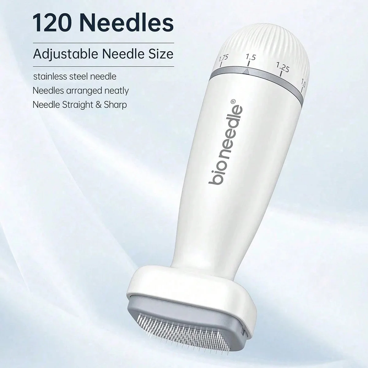 120 Nadeln Derma Stamp Einstellbares Bio-Nadel-Gerät Tragbares Kopfhaut-Massage- und Hautpflege-Tool Kompakt Geeignet für Gesicht, Kopfhaut, Bart und Körper – Detail 7