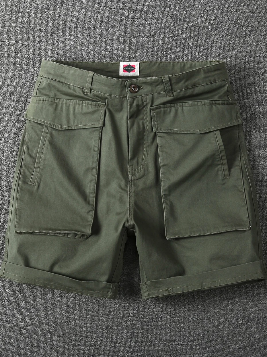 

Модная американская рабочая одежда в стиле ретро orts, мужские эластичные свободные брюки с несколькими карманами, летние повседневные брюки со средней талией в пять четвертей