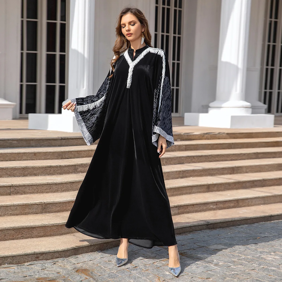 

OME Muslim Robe Women's Abaya Light Luxury Evening Dress Dubai Robe