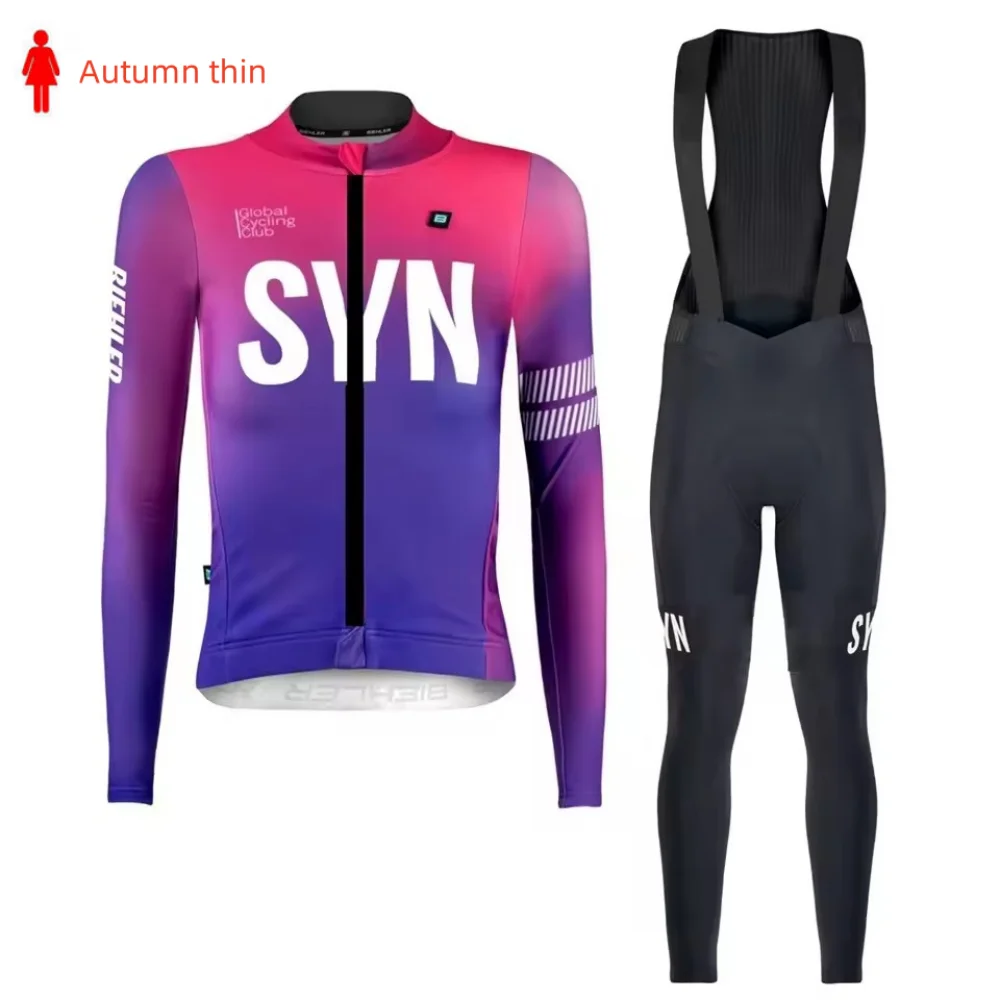 SYN Women Cycling Apparel Road Cycling Race Jersey set Anti-UV Set Bike Tops MTB Biking Colthing Bicycle Long Sleeve Riding Wear